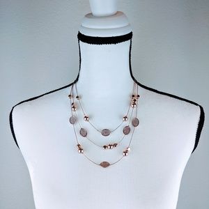 NY & Co Rose Gold & Pink Shimmer Layered Necklace